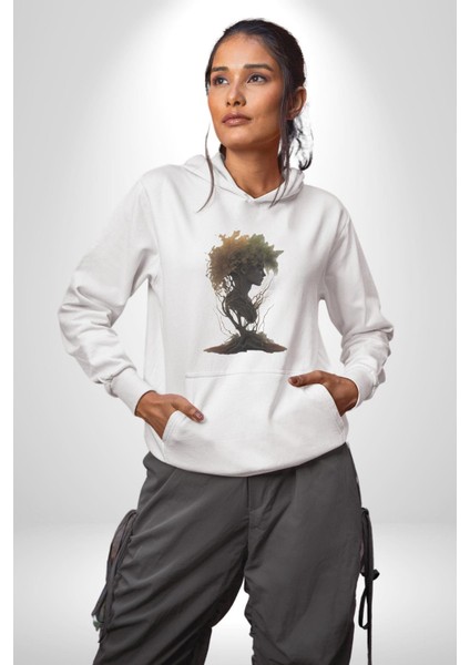 Çiçek Siyah Kız Moda Doğa Kök Salımı Kadın Erkek Beyaz Kapüşonlu Sweatshirt Hoodie