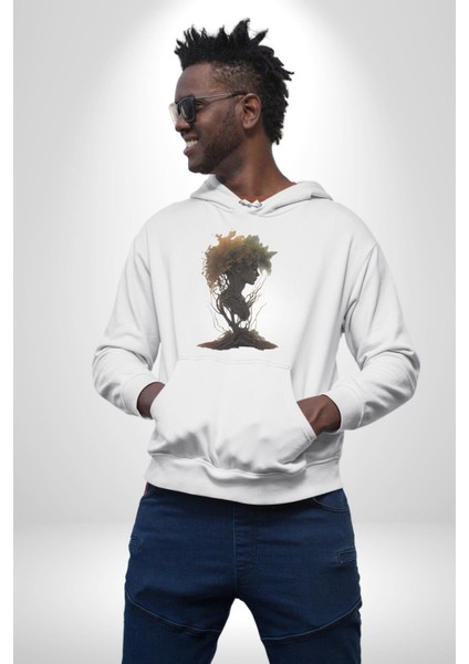 Çiçek Siyah Kız Moda Doğa Kök Salımı Kadın Erkek Beyaz Kapüşonlu Sweatshirt Hoodie