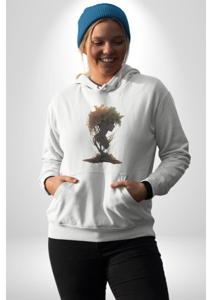 Çiçek Siyah Kız Moda Doğa Kök Salımı Kadın Erkek Beyaz Kapüşonlu Sweatshirt Hoodie