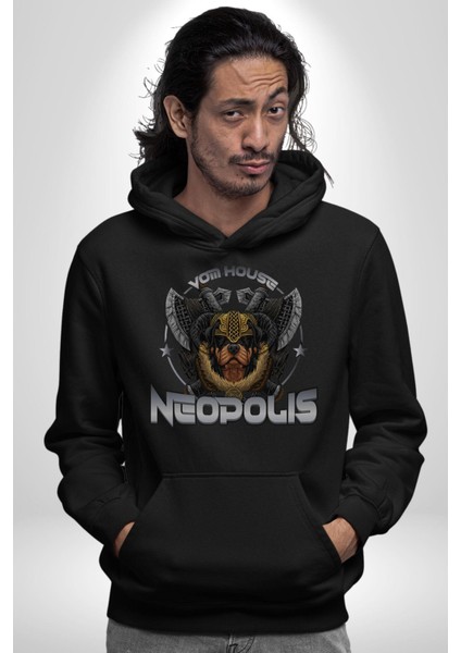 Neopolis Rottweiler Viking Kadın Erkek Siyah Kapüşonlu Sweatshirt Hoodie fırsatları