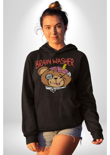 Beyin Yıkama Kadın Erkek Siyah Kapüşonlu Sweatshirt Hoodie indirimleri
