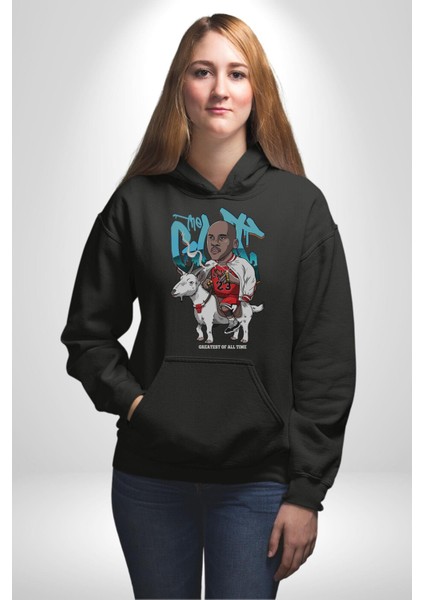 Keçi Micheal Jordan Basketbol Kadın Erkek  Siyah Kapüşonlu Sweatshirt Hoodie