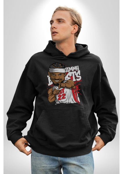 Jimmy Butler Basketbol Kadın Erkek Siyah Kapüşonlu Sweatshirt Hoodie