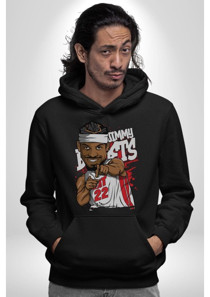 Jimmy Butler Basketbol Kadın Erkek Siyah Kapüşonlu Sweatshirt Hoodie fırsatları