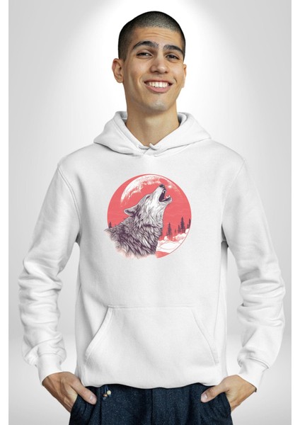 Uluyan Beyaz Kurt Kadın Erkek Beyaz Kapüşonlu Sweatshirt Hoodie modelleri