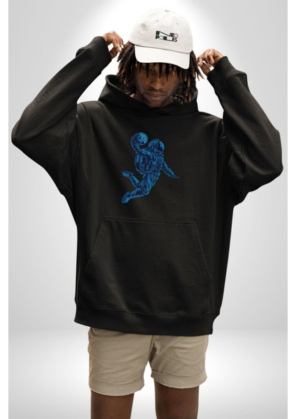 Basketbol Mars Uzay Smaçı Kadın Erkek Siyah Kapüşonlu Sweatshirt Hoodie