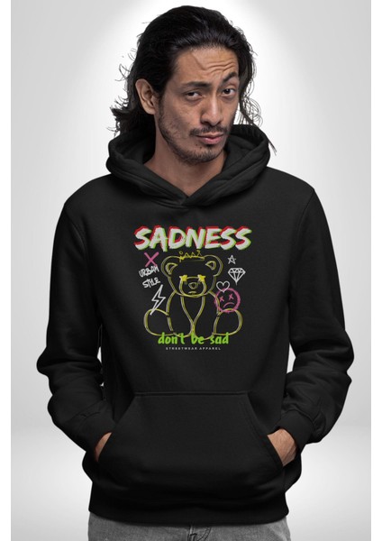 Üzüntü Üzülme Kadın Erkek Siyah Kapüşonlu Sweatshirt Hoodie fırsatları