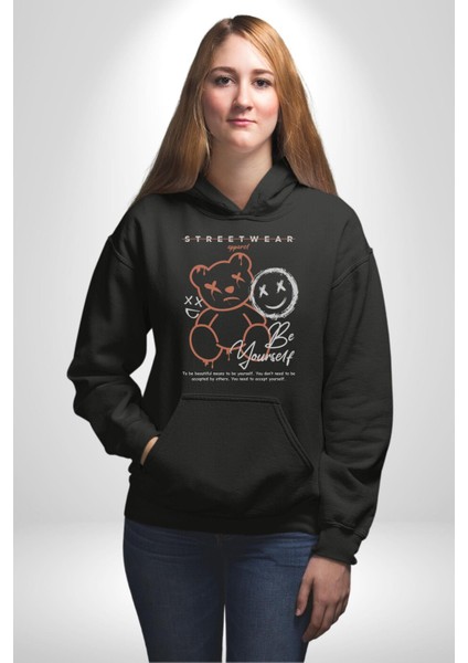 Yükseliş Için Kendin Ol Kadın Erkek Siyah Kapüşonlu Sweatshirt Hoodie fiyatları