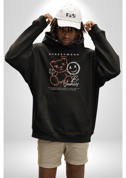 Yükseliş Için Kendin Ol Kadın Erkek Siyah Kapüşonlu Sweatshirt Hoodie modelleri