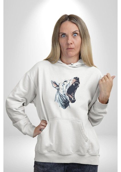 Bull Terier Köpek Havlama Kadın Erkek Beyaz Kapüşonlu Sweatshirt Hoodie fiyatları