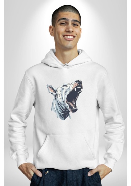 Bull Terier Köpek Havlama Kadın Erkek Beyaz Kapüşonlu Sweatshirt Hoodie fırsatları