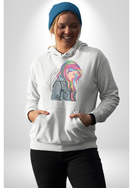 Metal Müzik Çeket Kadın Erkek Beyaz Kapüşonlu Sweatshirt Hoodie
