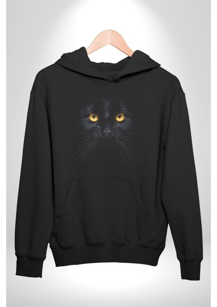 Siyah Kedi Kadın Erkek Siyah Kapüşonlu Sweatshirt Hoodie fiyatları