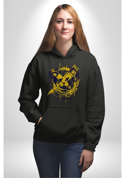 Sebep Olmadan Mutlu Ol Kadın Erkek Siyah Kapüşonlu Sweatshirt Hoodie fırsatları