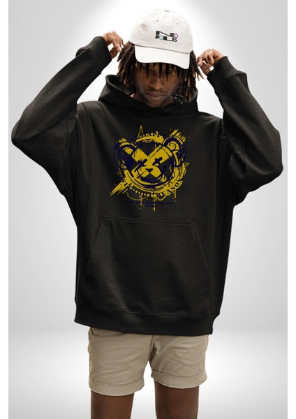 Sebep Olmadan Mutlu Ol Kadın Erkek Siyah Kapüşonlu Sweatshirt Hoodie indirimleri