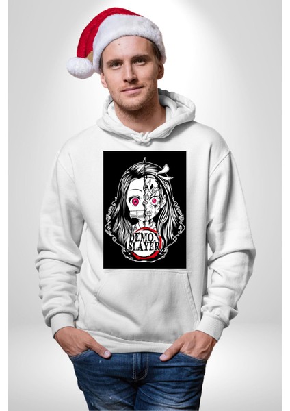 Anime Demon Slayer Kadın Erkek Beyaz Kapüşonlu Sweatshirt Hoodie indirimleri