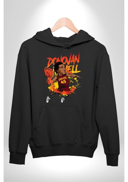 Donovan Mitchell Basketbol Karikatür Kadın Erkek Siyah Kapüşonlu Sweatshirt Hoodie