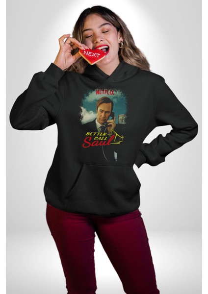 Better Call Saul Dizi Karakteri Kadın Erkek  Siyah Kapüşonlu Sweatshirt Hoodie