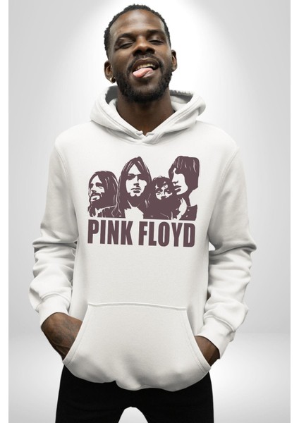 Pink Floyd Kadın Erkek Beyaz Kapüşonlu Sweatshirt Hoodie fiyatları