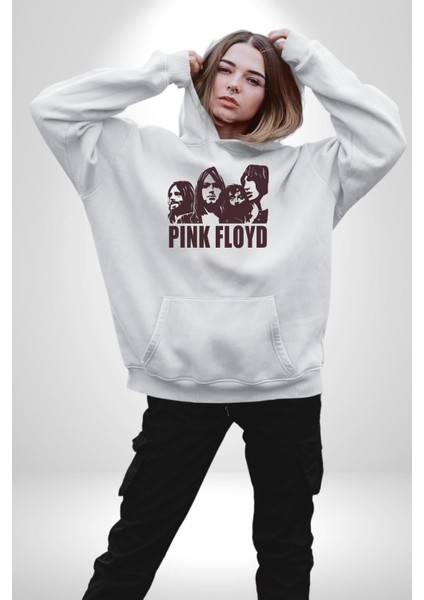 Pink Floyd Kadın Erkek Beyaz Kapüşonlu Sweatshirt Hoodie fırsatları