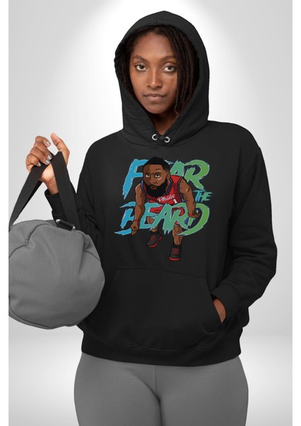 Sakaldan Korkmak Yazılı Basketbol James Harden Star Kadın Erkek Siyah Kapüşonlu Sweatshirt Hoodie