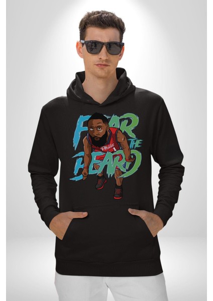 Sakaldan Korkmak Yazılı Basketbol James Harden Star Kadın Erkek Siyah Kapüşonlu Sweatshirt Hoodie