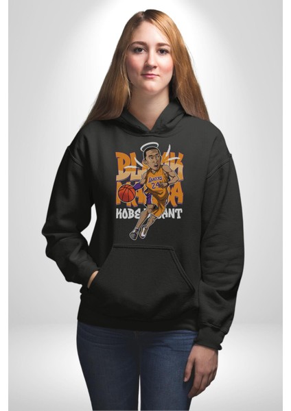 Lakers 24 Numara Basketbol Kadın Erkek Siyah Kapüşonlu Sweatshirt Hoodie