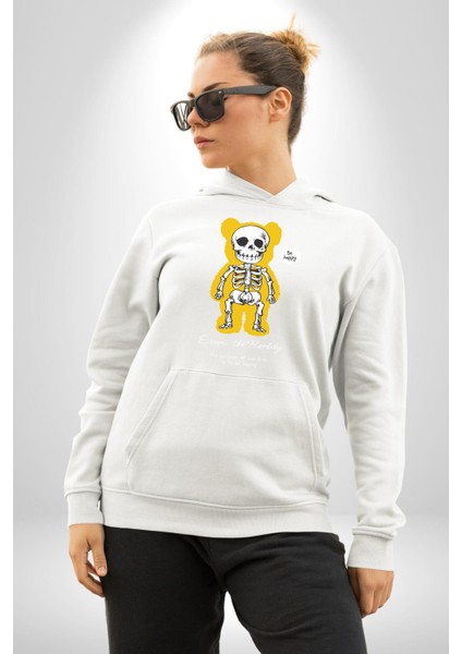 Mutlu Ol Kadın Erkek Beyaz Kapüşonlu Sweatshirt Hoodie fiyatları