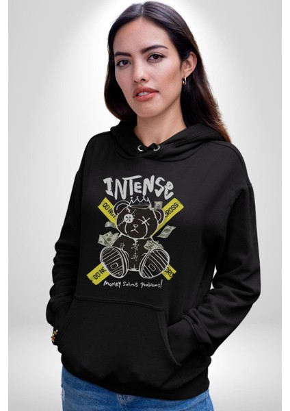 Geçilmez Bölge Kadın Erkek  Siyah Kapüşonlu Sweatshirt Hoodie