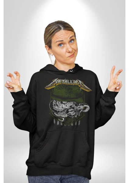 Metallica Hevay Metal Grup Kadın Erkek Siyah Kapüşonlu Sweatshirt Hoodie