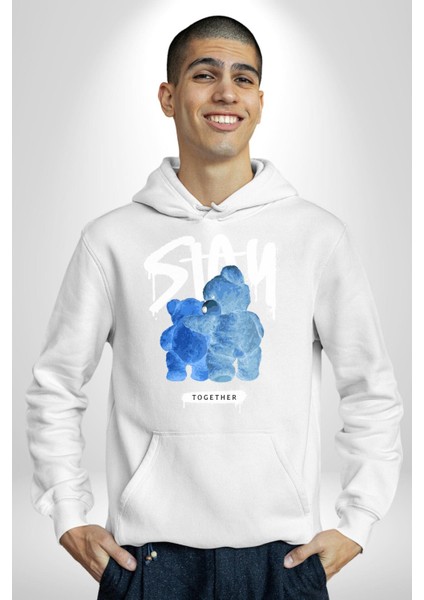 Birlikte Kal Kadın Erkek Beyaz Kapüşonlu Sweatshirt Hoodie fiyatları