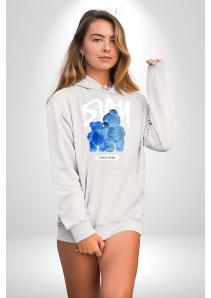 Birlikte Kal Kadın Erkek Beyaz Kapüşonlu Sweatshirt Hoodie fırsatları
