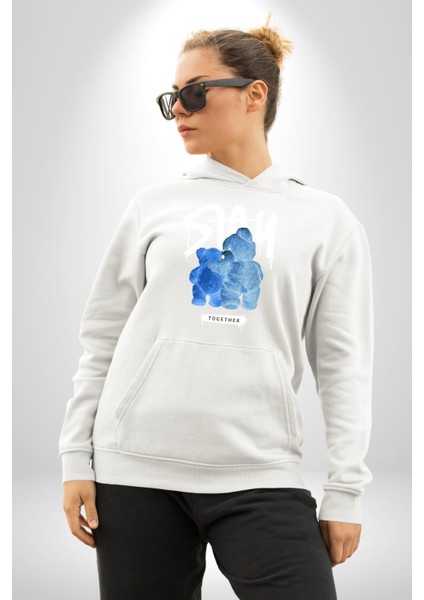 Birlikte Kal Kadın Erkek Beyaz Kapüşonlu Sweatshirt Hoodie indirimleri