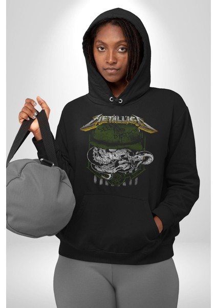 Metallica Hevay Metal Grup Kadın Erkek Siyah Kapüşonlu Sweatshirt Hoodie