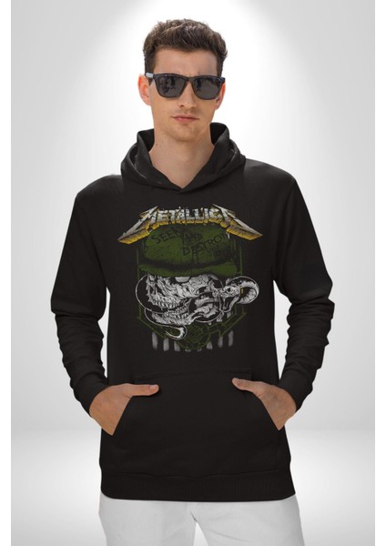 Metallica Hevay Metal Grup Kadın Erkek Siyah Kapüşonlu Sweatshirt Hoodie