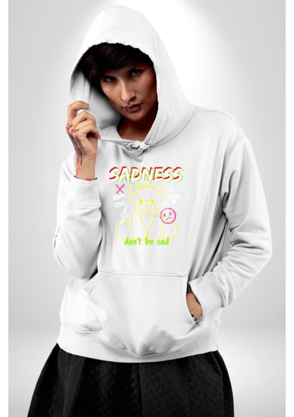 Üzüntü Üzülme Kadın Erkek Beyaz Kapüşonlu Sweatshirt Hoodie fırsatları