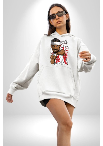 Jimmy Butler Basketbol Kadın Erkek Beyaz Kapüşonlu Sweatshirt Hoodie fırsatları