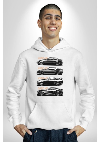 Toyota Supra Mk Serisi Kadın Erkek Beyaz Kapüşonlu Sweatshirt Hoodie fiyatları