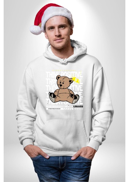 Positive Düşünce Kadın Erkek Beyaz Kapüşonlu Sweatshirt Hoodie fiyatları