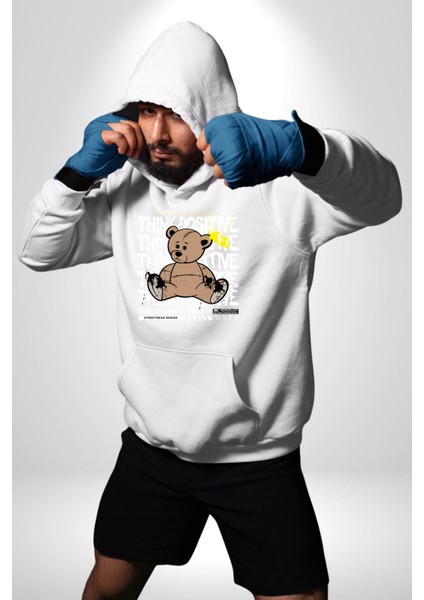 Positive Düşünce Kadın Erkek Beyaz Kapüşonlu Sweatshirt Hoodie fırsatları