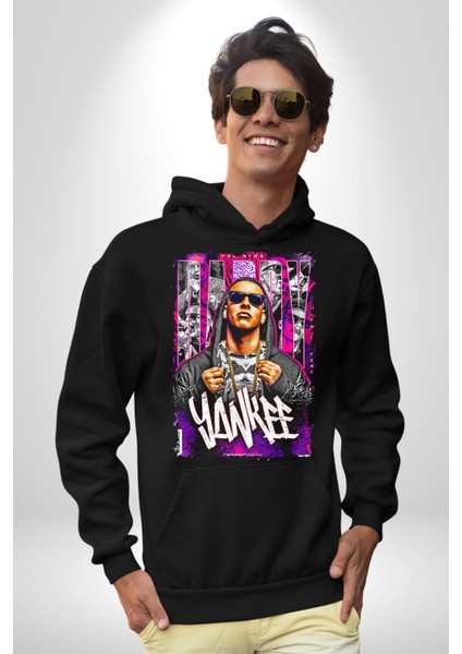 Daddy Yankee Müzik Star Kadın Erkek Siyah Kapüşonlu Sweatshirt Hoodie
