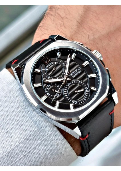 Siyah Renk Deri Kordon Erkek Kol Saati 03382