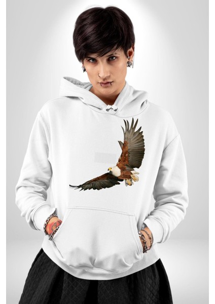 Kartal Özgürlük Kadın Erkek Beyaz Kapüşonlu Sweatshirt Hoodie fiyatları