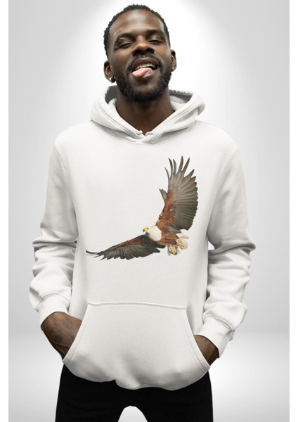 Kartal Özgürlük Kadın Erkek Beyaz Kapüşonlu Sweatshirt Hoodie modelleri