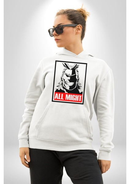 All Might Lahramanlık Akademim Anime Kadın Erkek Beyaz Kapüşonlu Sweatshirt Hoodie fiyatları