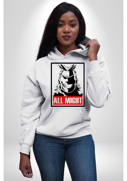 All Might Lahramanlık Akademim Anime Kadın Erkek Beyaz Kapüşonlu Sweatshirt Hoodie fırsatları