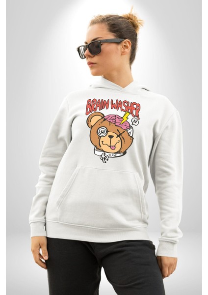 Beyin Yıkama Kadın Erkek Beyaz Kapüşonlu Sweatshirt Hoodie fırsatları