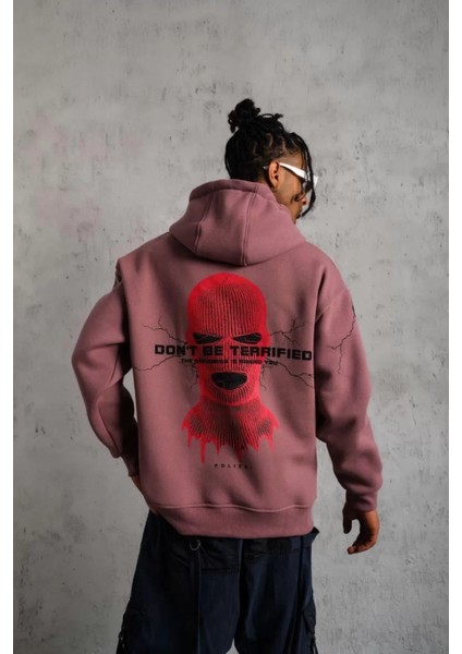 Maske Baskılı Kapüşonlu Sweatshirt