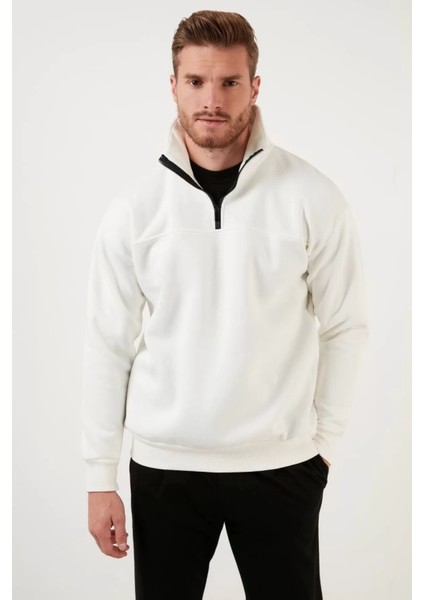 Yarım Fermuarlı Yakalı Basic Sweatshirt