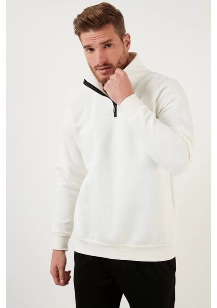 Yarım Fermuarlı Yakalı Basic Sweatshirt